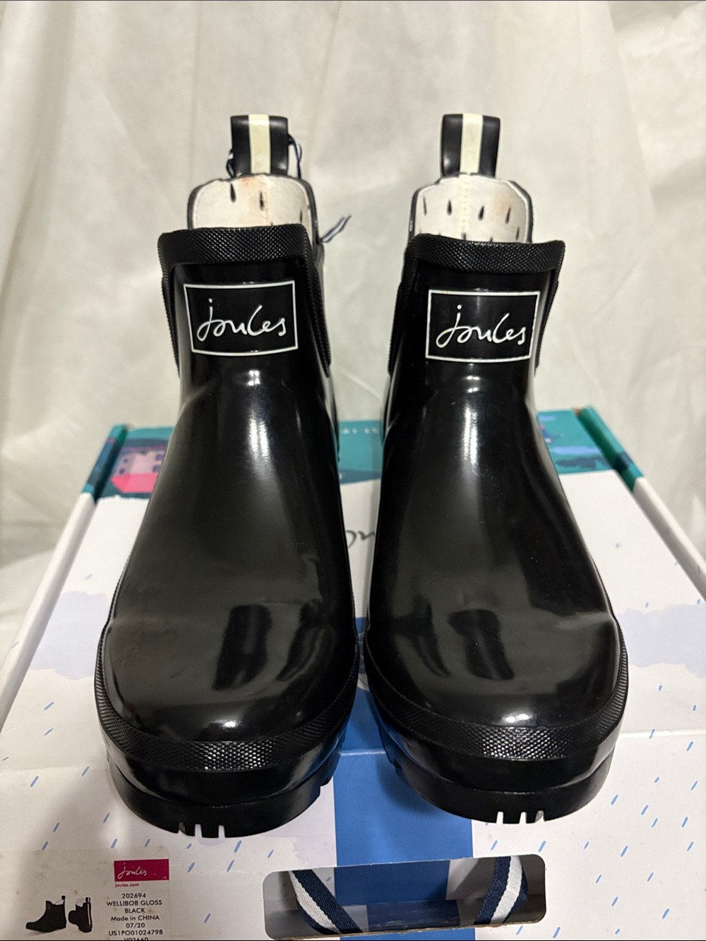Joules Black Rain Ankle Boots size US 8 NWT